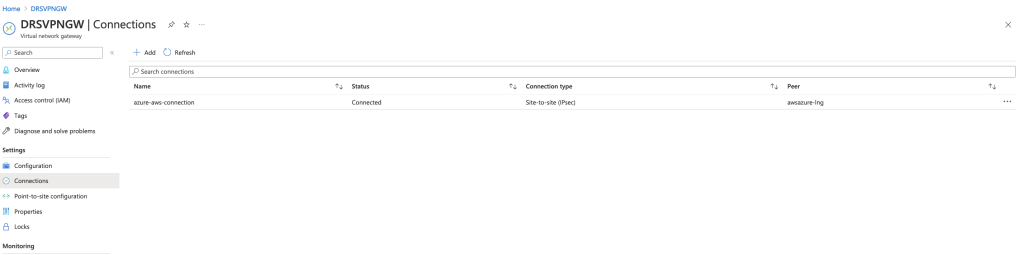 Azure tunnel connected
