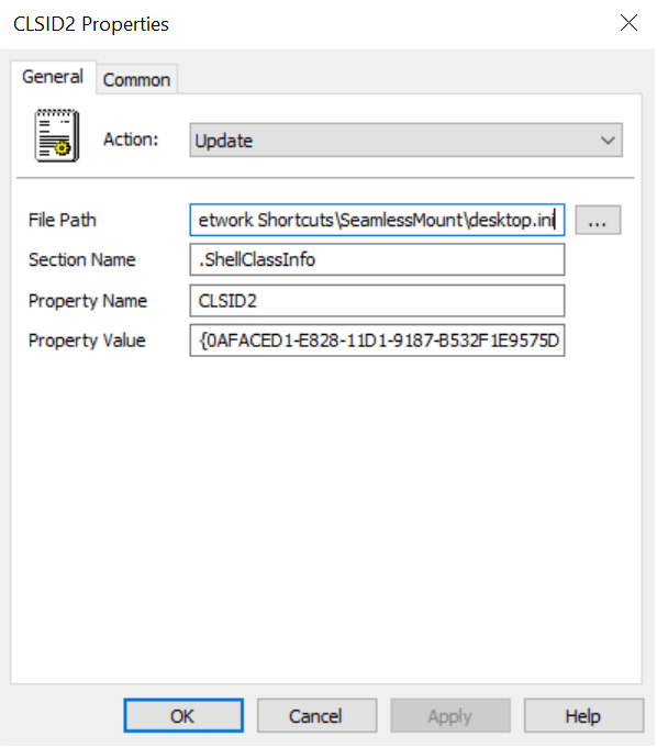 Figure 7. Example of CLSID2 .ini creation in GPMC
