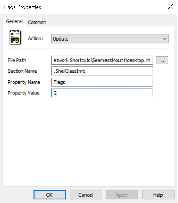 Figure 8. Example of Flags .ini creation in GPMC