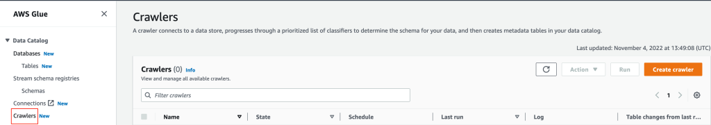 Crawler on the navigation pane.