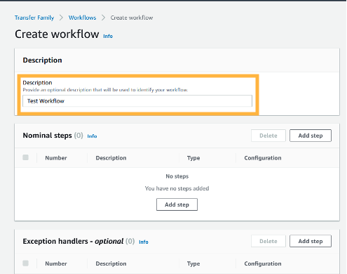 Creating a managed workflow overview page.