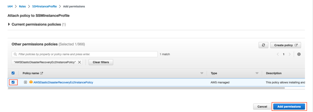Attach AWSElasticDisasterRecoveryEc2InstancePolicy Policy to Role