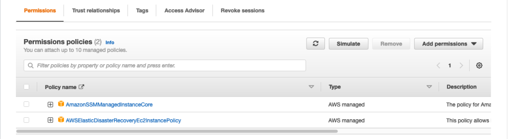 Confirm Policies added to Role