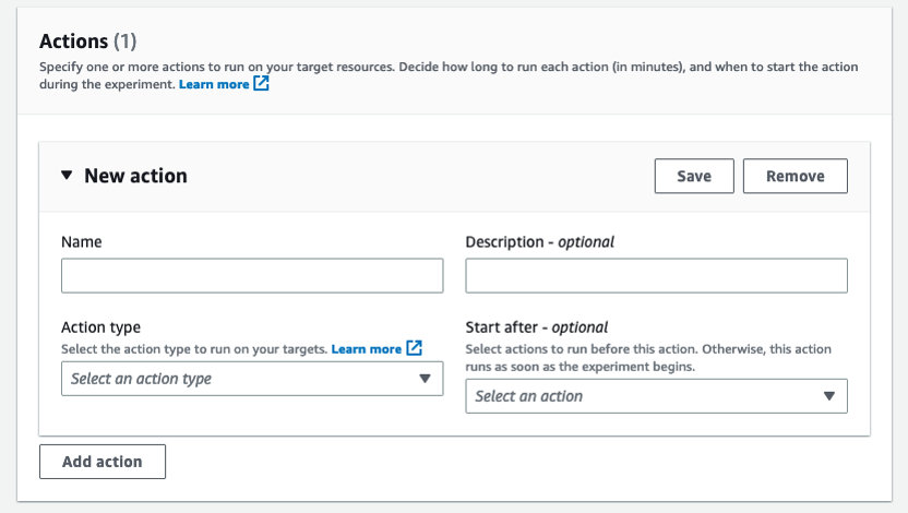 This image shows FIS template section to configure Action.