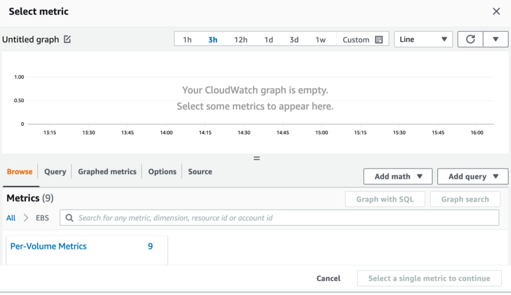 Pre-volume metrics interface