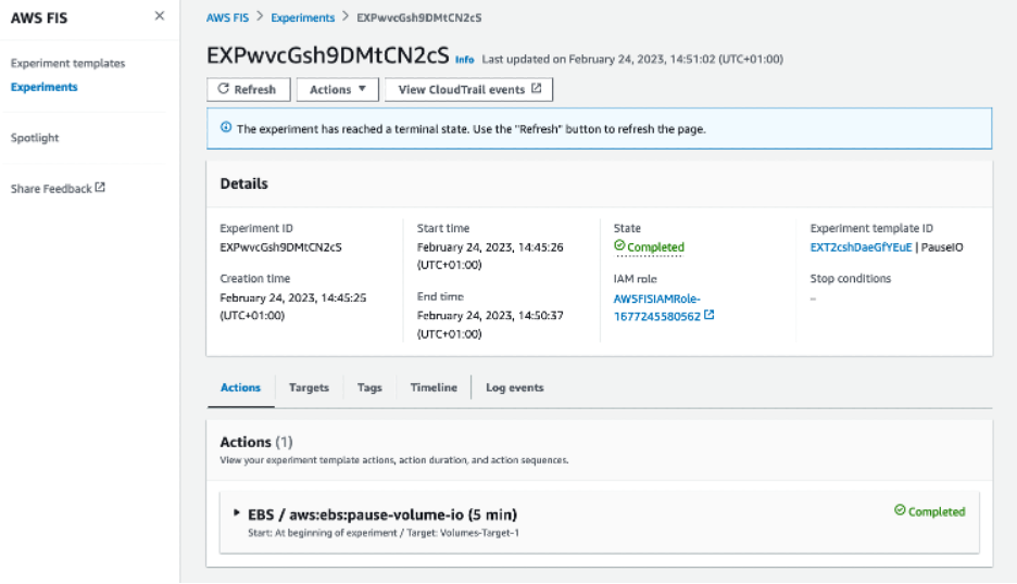 This image shows that the experiment has completed.