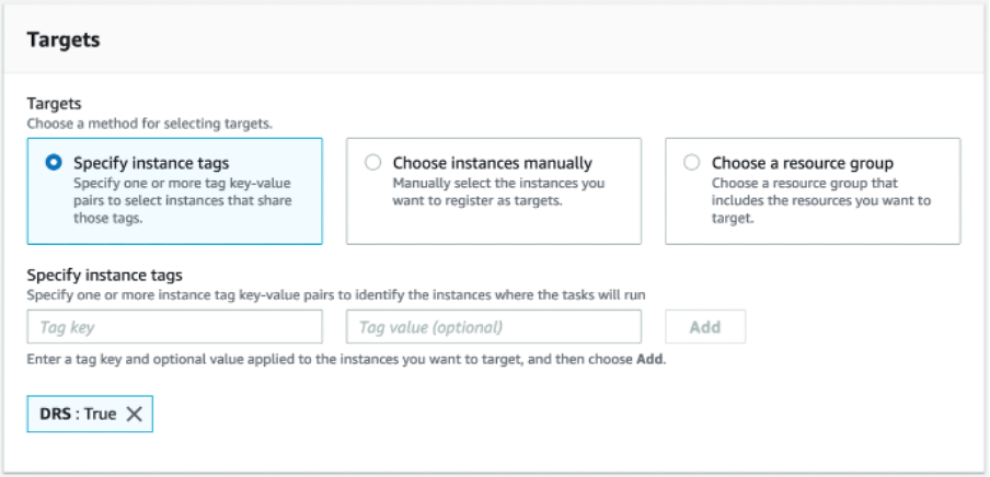 Systems Manager Run Command select targets