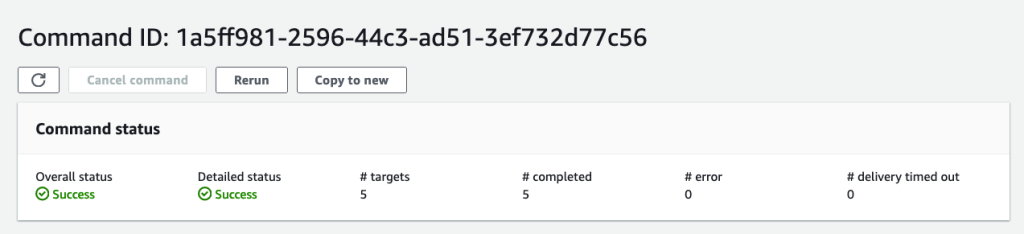 Systems Manager Run Command Success confirmation