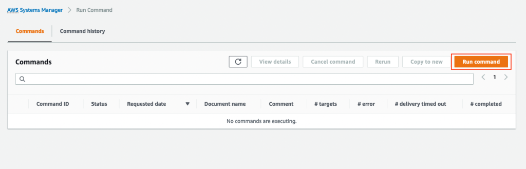Systems Manager Run Comman console