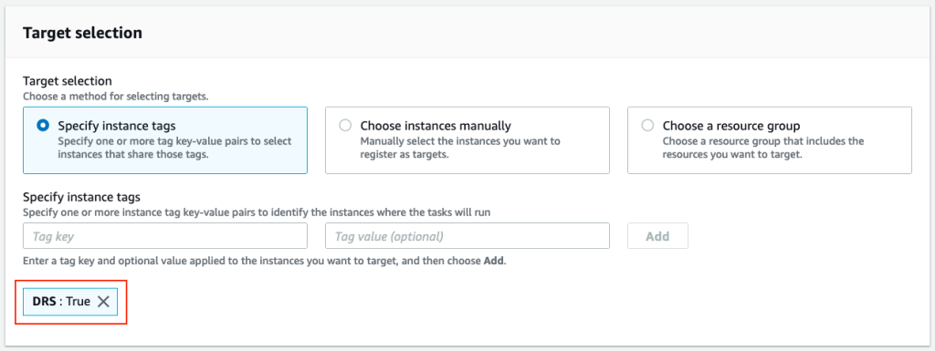 Systems Manager Run Command select targets
