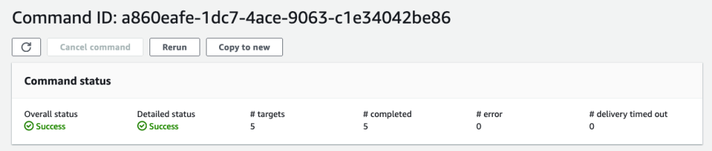 Systems Manager Run Command Success confirmation