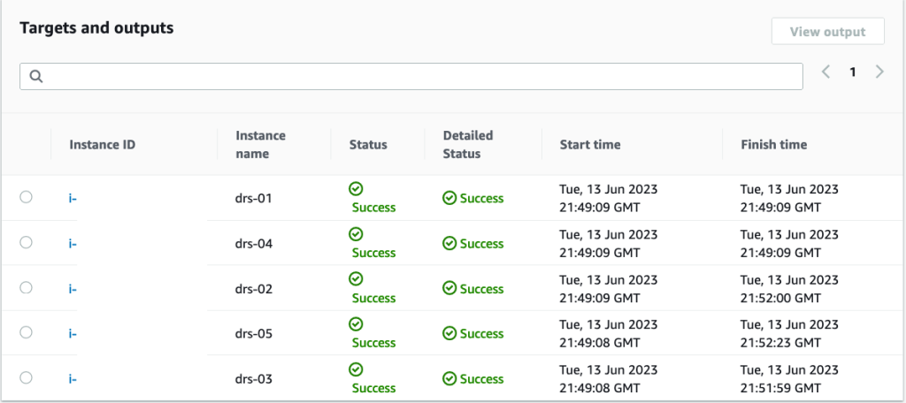 Systems Manager Run Command Tagets and Status