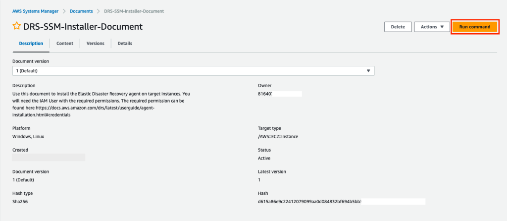 Systems Manager Custom document