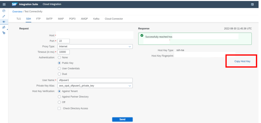 Select the 'Copy Host Key' button