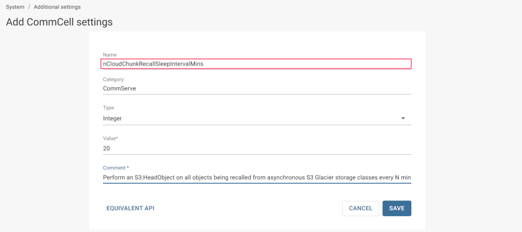 Add CommCell Settings