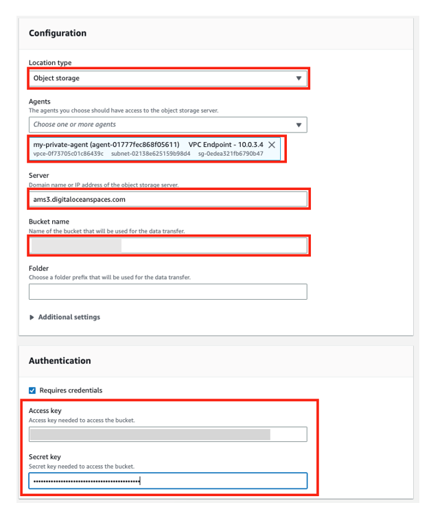 Figure 5: DigitalOcean Spaces Location