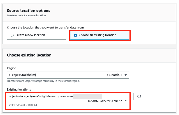 Figure 7: Configure source location