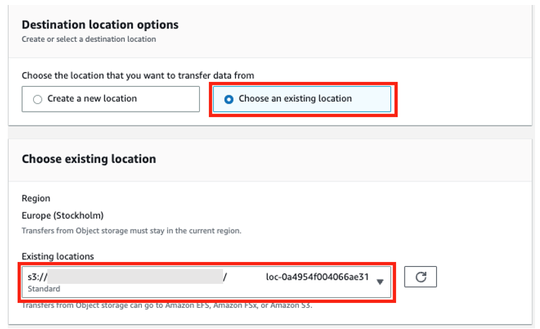 Figure 8: Configure target location