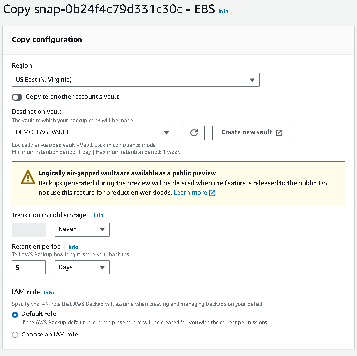 Initiate the copy by selecting the Copy button
