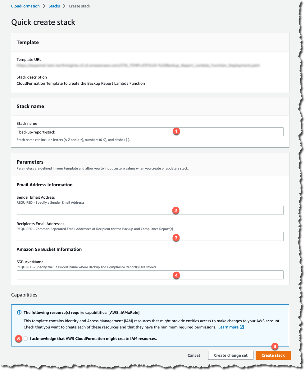 AWS CloudFormation creation wizard