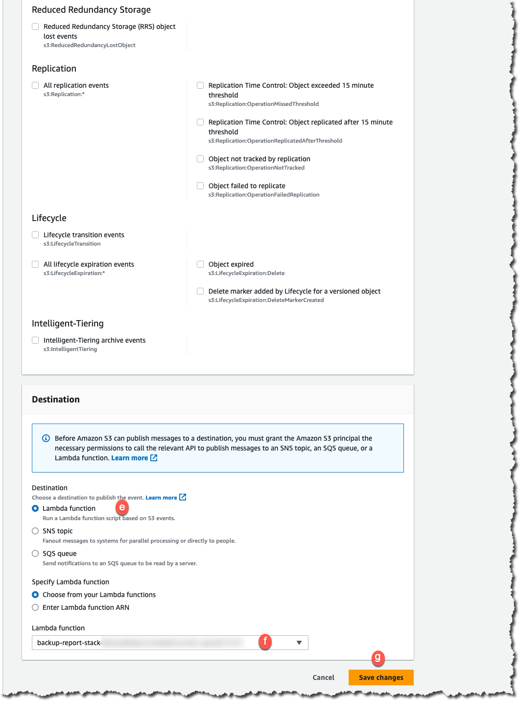 S3 event notification configuration wizard continued