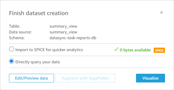 QuickSight dataset configuration