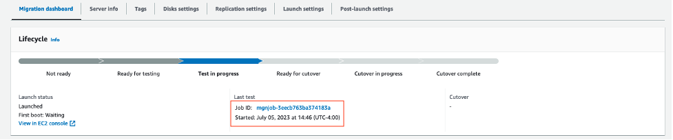GCP AWS migration dashboard test in progress