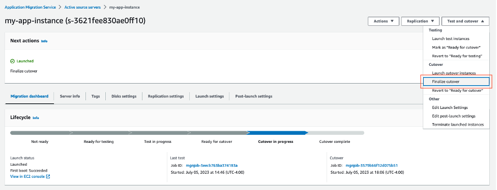 GCP AWS finalize cutover
