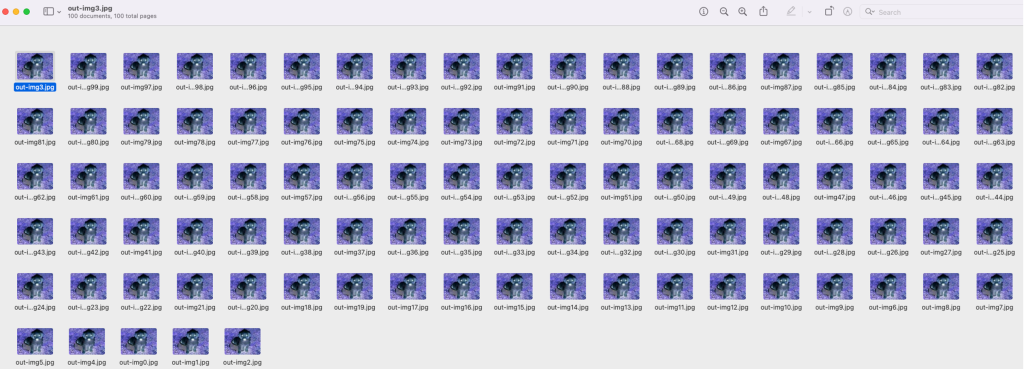 Figure 9 - Processed images in output bucket