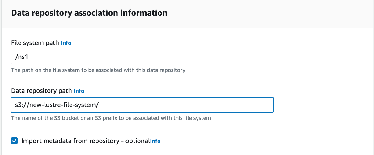 Data repository association information