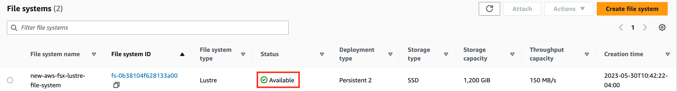File system "available"