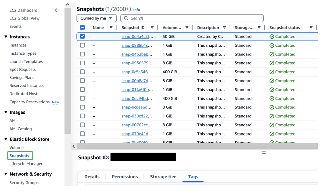 Select the snapshot(s) you would like to validate