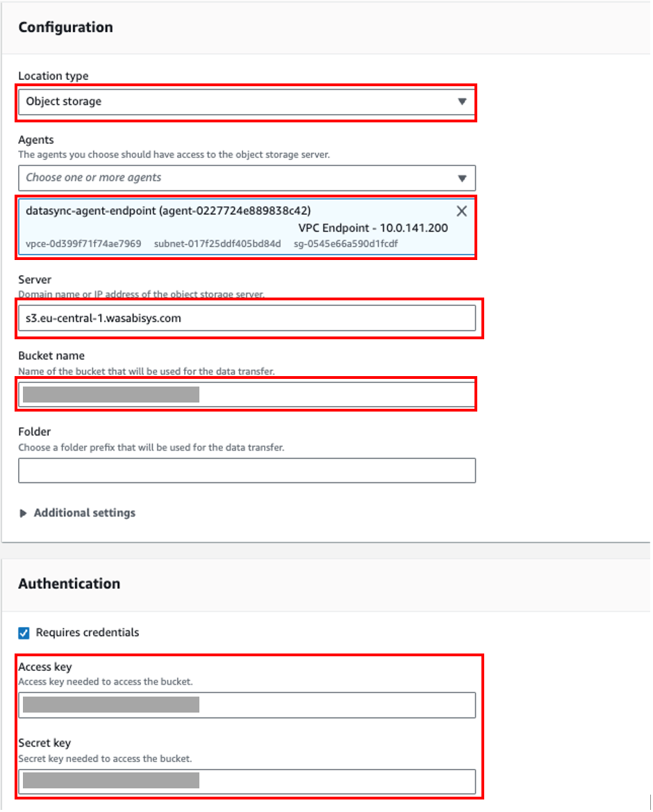 Wasabi Cloud Storage Location