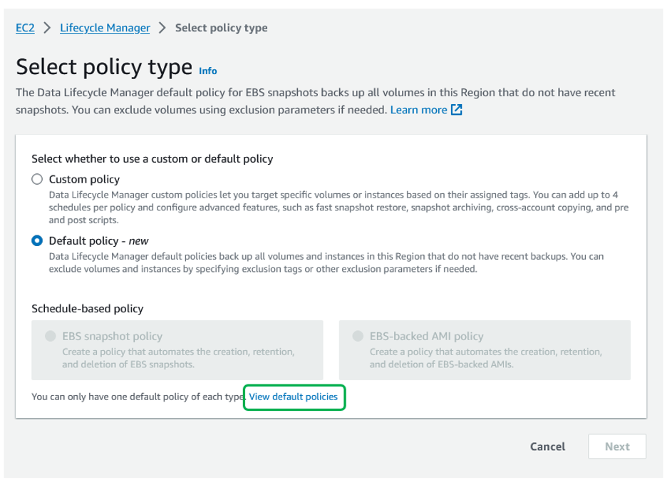 Screenshot of both tiles greyed out in the "Select policy type" page