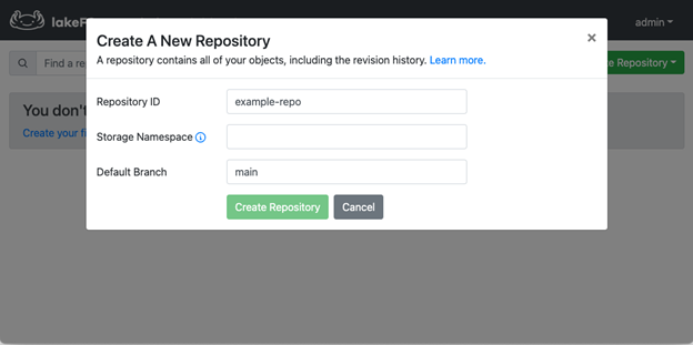 Figure 9 - Create a new respository
