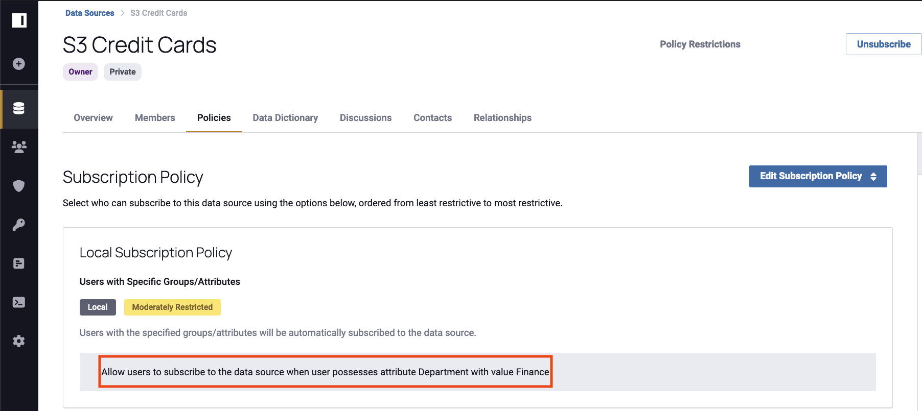 Immuta product S3 credit cards