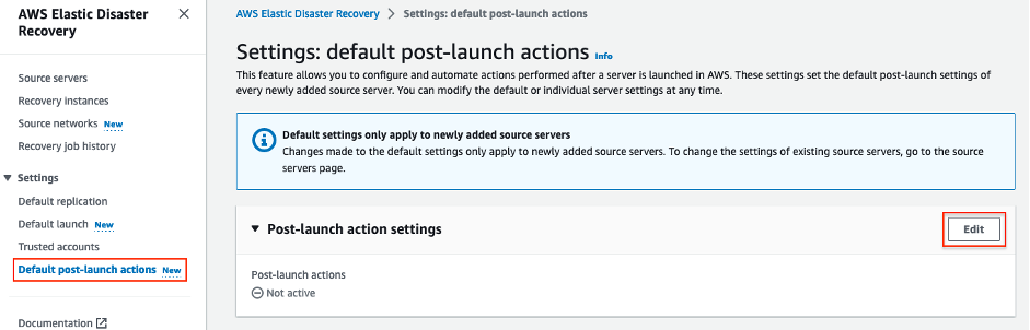 Editing the default post-launch settings