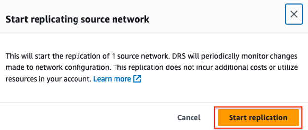 Starting replication of the source network