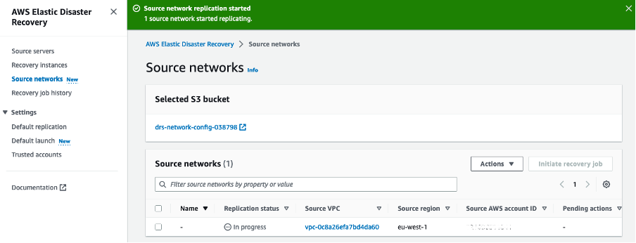 Source network replication has started