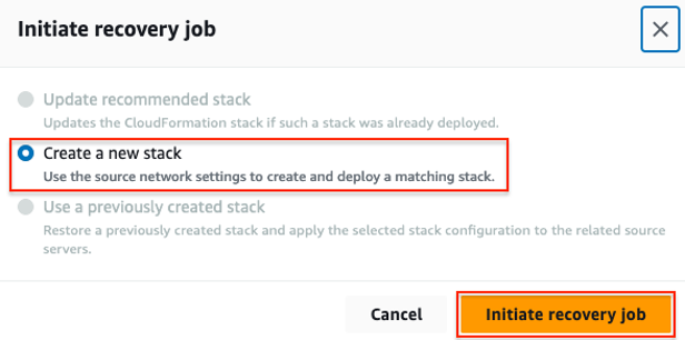 Confirm new stack creation during the recovery job