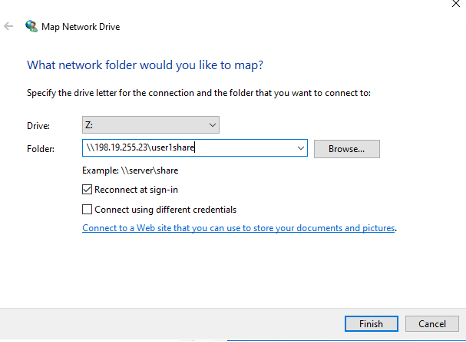 Figure 14 Example of mounting volume from Windows instance
