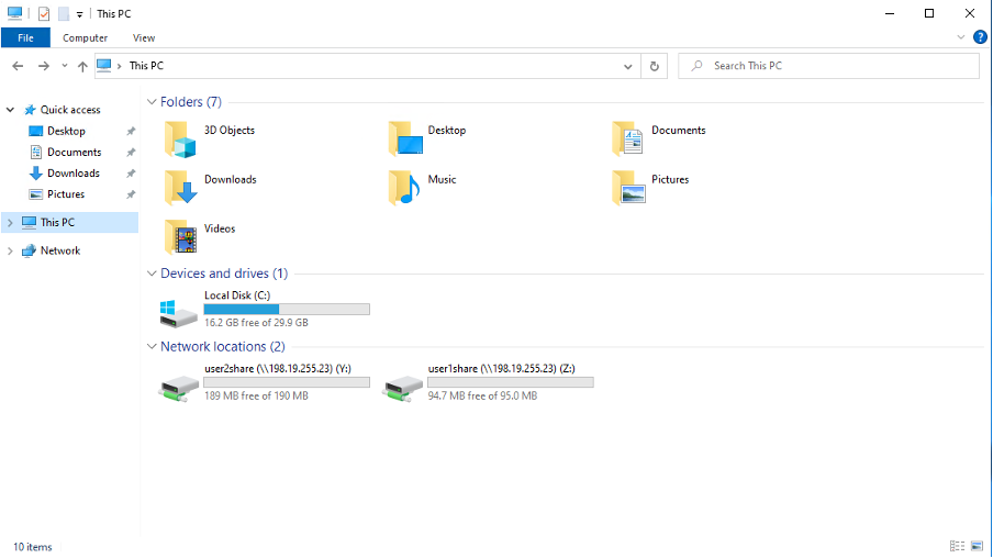 Figure 15 Example of mounted volumes on Windows instance