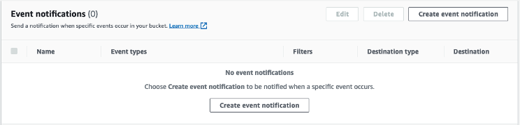 Figure 5 S3 Console Creating Event Notification