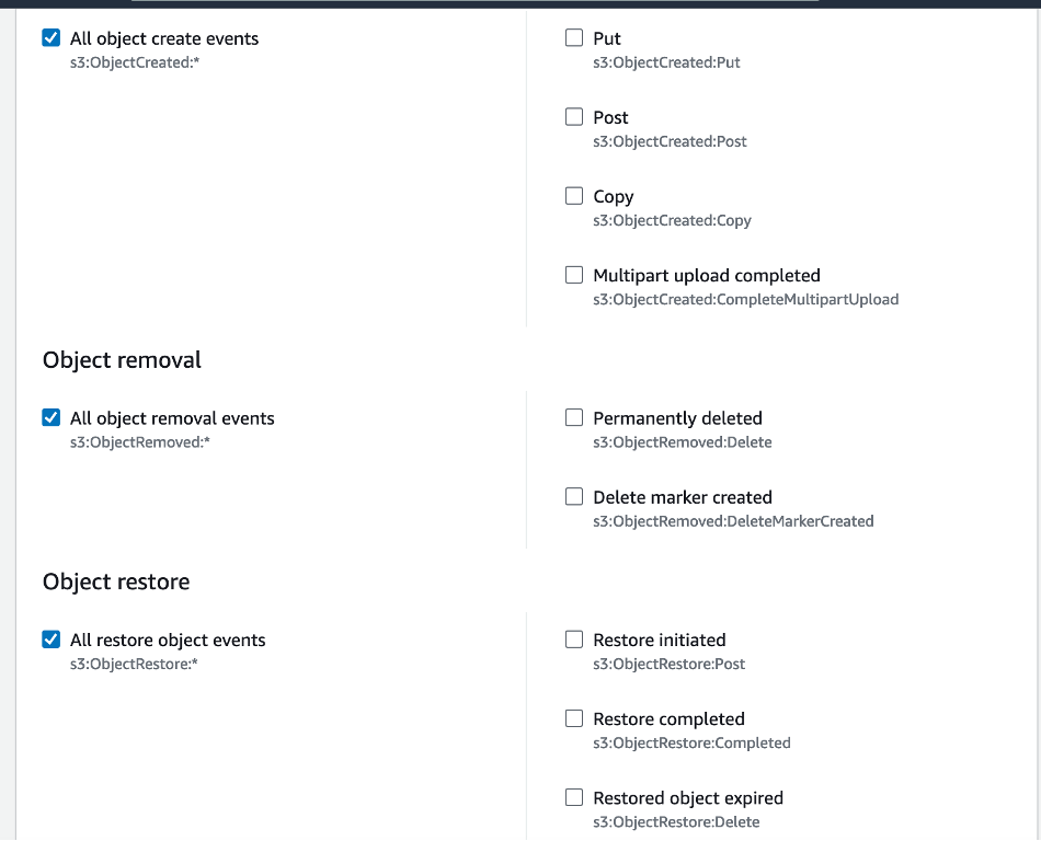 Figure 6 S3 Event Notification Event Type Section