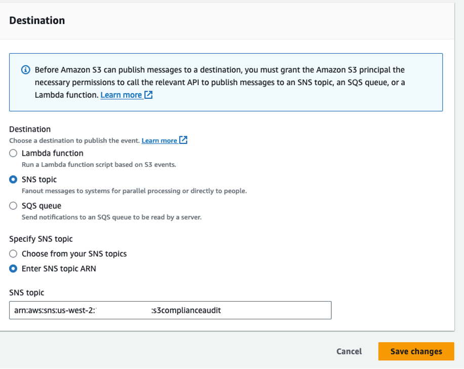 Figure 7 S3 Event Notifcation Destination