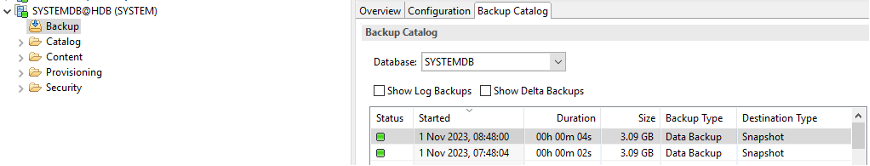 Screenshot of HANA Studio