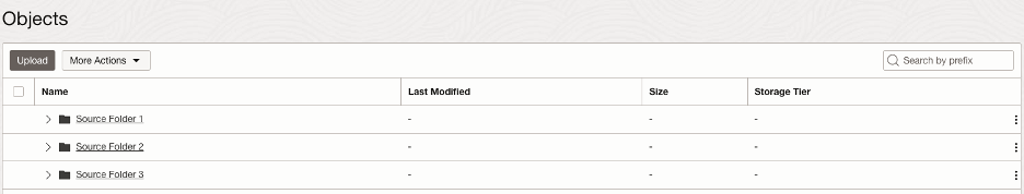 Figure 3. OCI Object Storage folders inside bucket