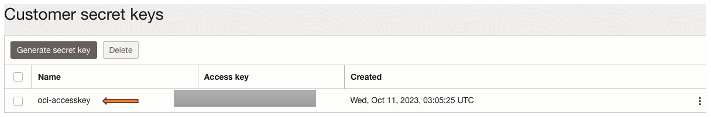 Create OCI Customer secret key