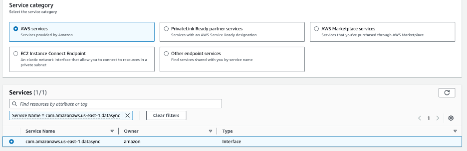 Create Amazon VPC endpoint