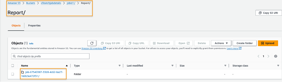 Example: Amazon S3 bucket with S3 Batch Operations report